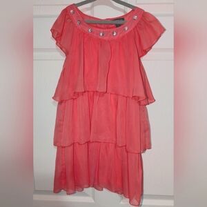 Girls Coral Layered Tunic - Sz 10/12